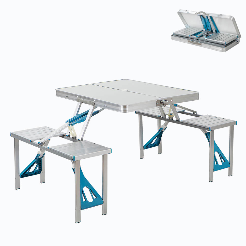 Outdoor Garden BBQ Aluminum Portable Folding Camping Picnic Table and Chairs Stools Set 20000D