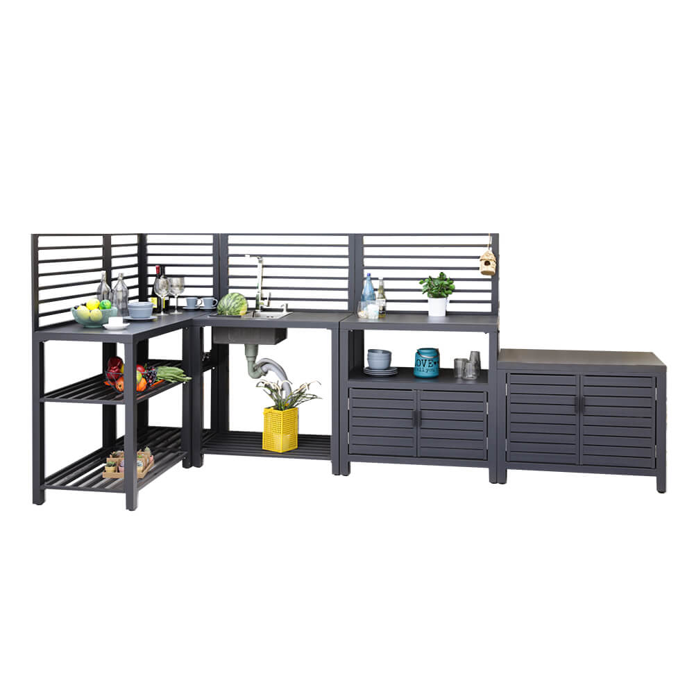 Aluminum Garden Modular Bbq Outdoor Kitchen Cabinet Set 44893D