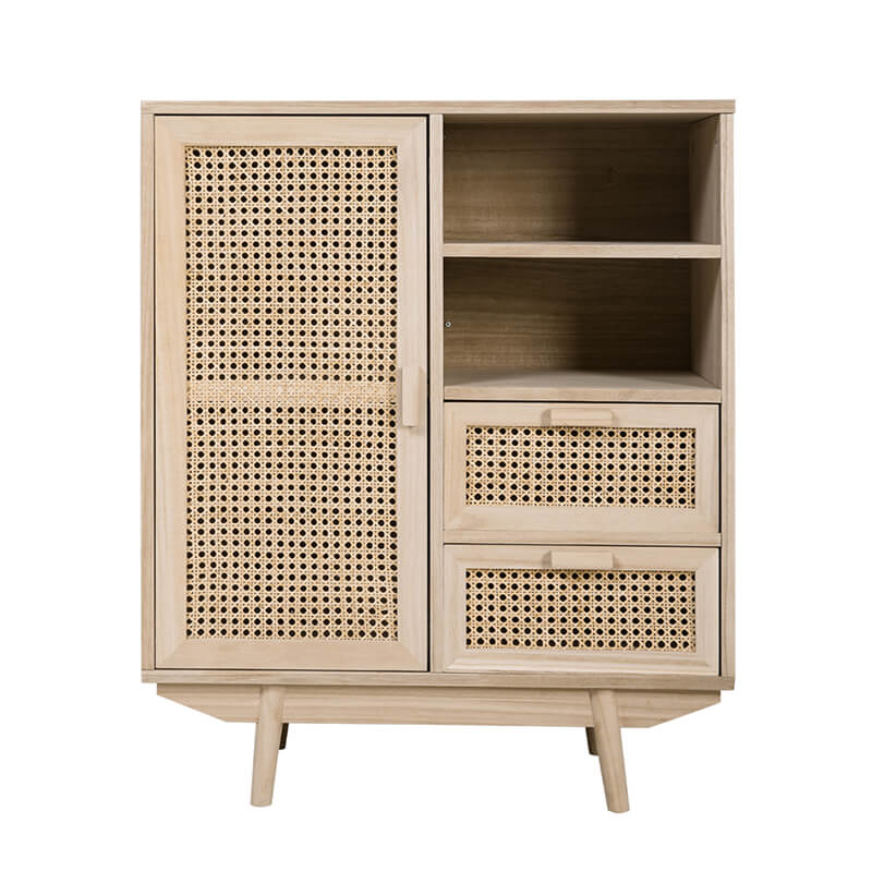 Wholesale Wooden Drawer Cabinet Rattan Storage Cabinet 32423B