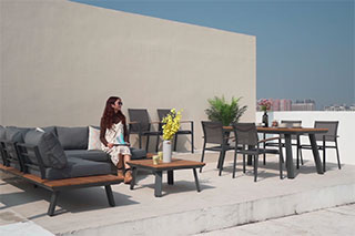 TOPMAX Outdoor Alum Sofa And Table Set