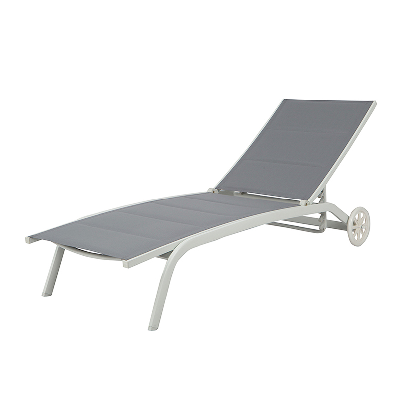 Adjustable Outdoor Relaxing Aluminum Chaise Lounge Chair With Wheels 40597TF-WHEEL