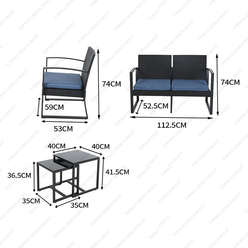 Factory Garden Corner Sofa Set Outdoor Steel Sofa 27034RT-SET5