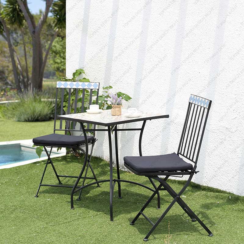 Folding Patio Set Mosaic Garden Table And Chairs Best 24129-SET3