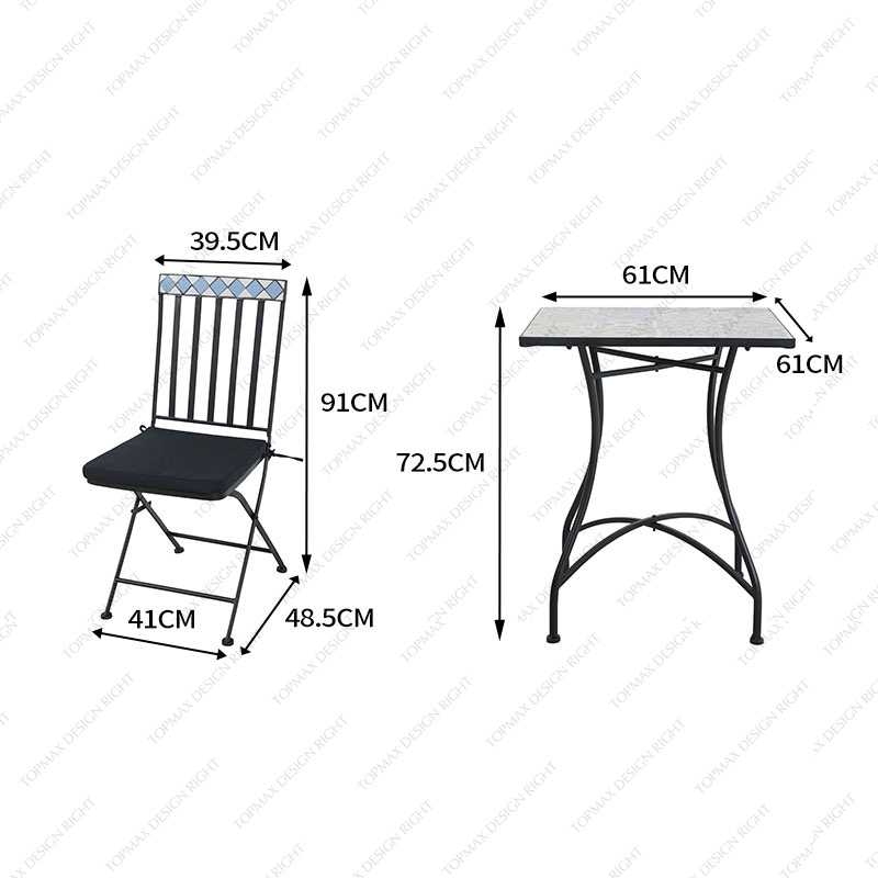 Folding Patio Set Mosaic Garden Table And Chairs Best 24129-SET3