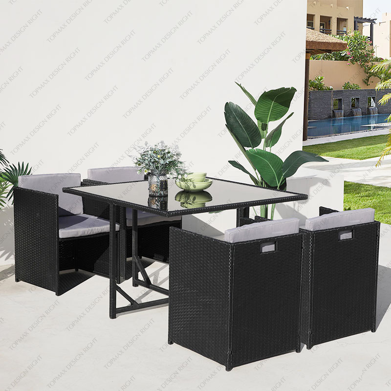 Factory Outdoor Patio Set Rattan Sofa Black Garden Chairs 51856J-Set5