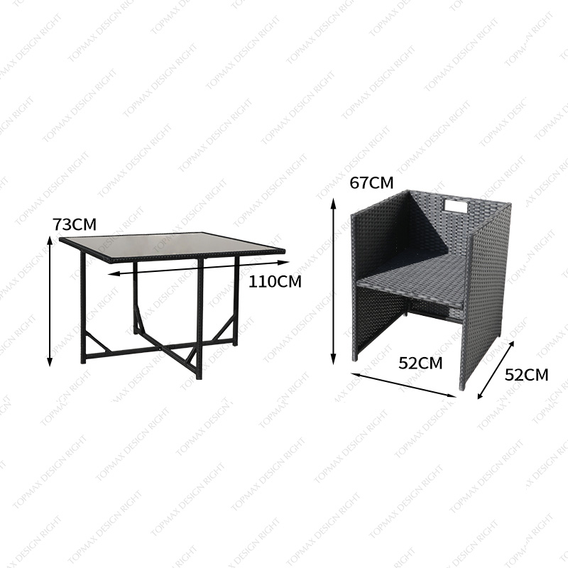 Wholesale Garden Sofa Set Grey Garden Furniture Corner Sofa Set With Table 51856J-Set5