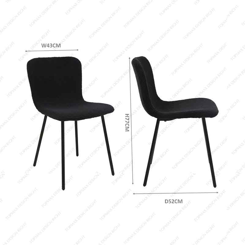 Custom Boucle Dining Chair Modern Black Dining Chairs Only 80324D-T