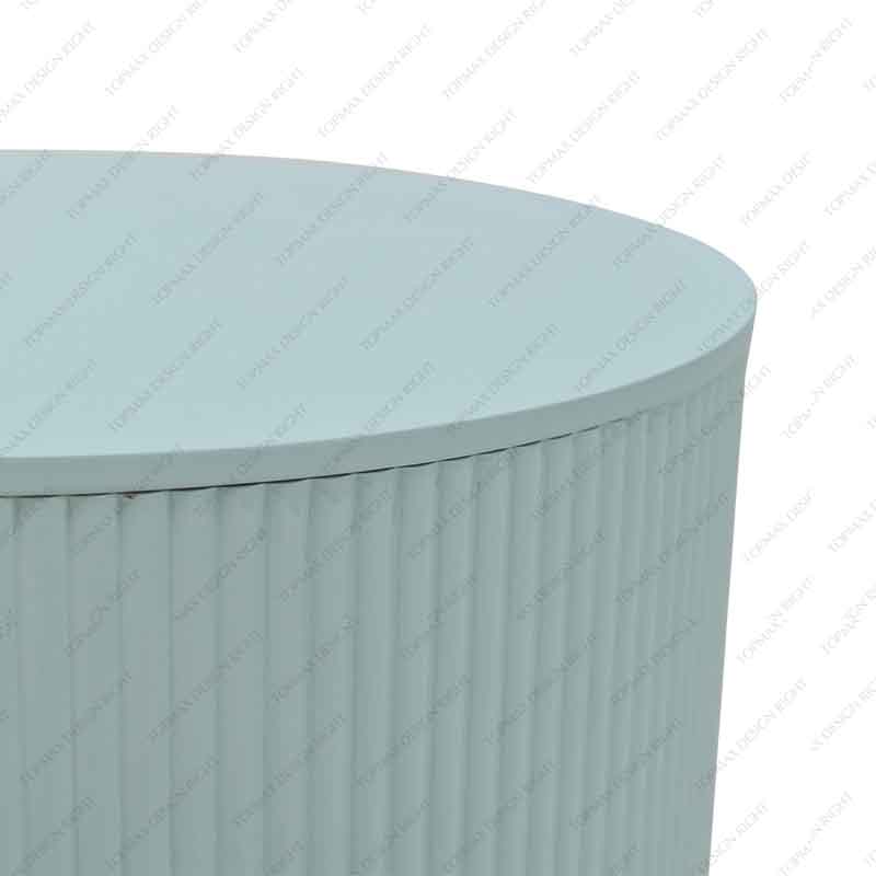 Side Table With Storage Small Round Blue 62234C