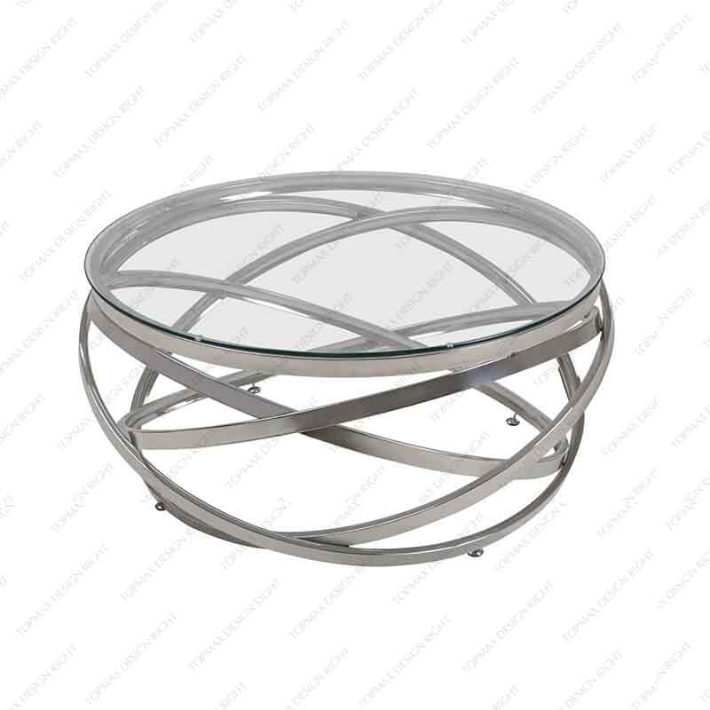 Modern Round Glass Coffee Table For Sale 85059B&85059A-D80