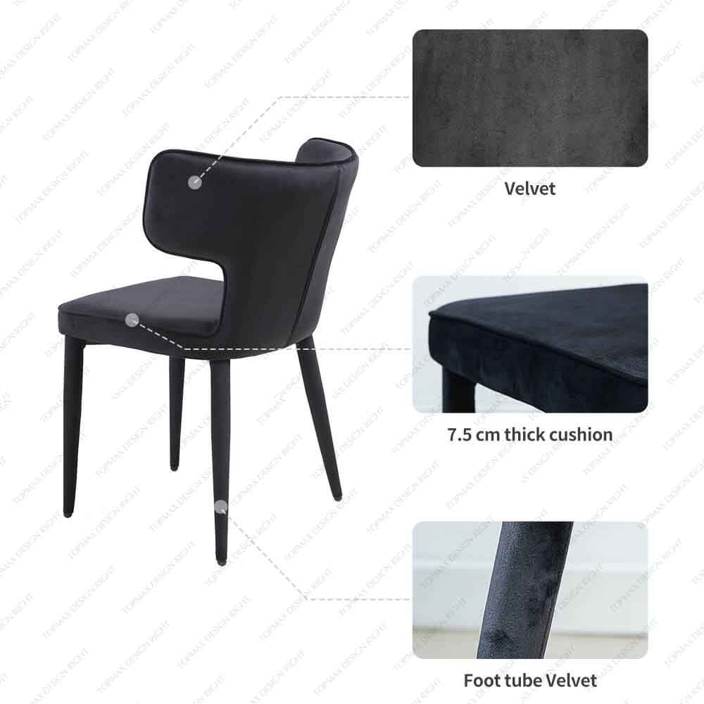 Wholesale Comfortable Single Steel Velvet Chairs Dining Room Chair 80318