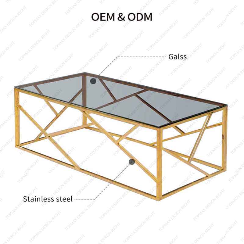 Factory Glass Top Coffee Table Silver Color Rectangle Coffee Table 85065P-C