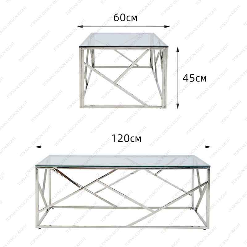 Factory Glass Top Coffee Table Silver Color Rectangle Coffee Table 85065P-C