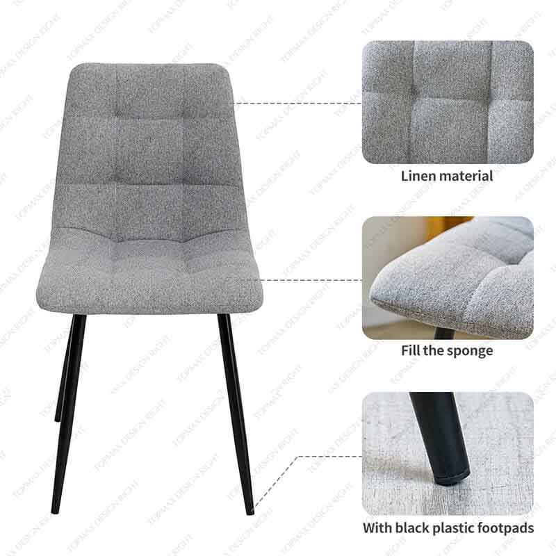 Wholesale Retro Dining Chair Linen Grey Dining Room Chairs 80252-F14