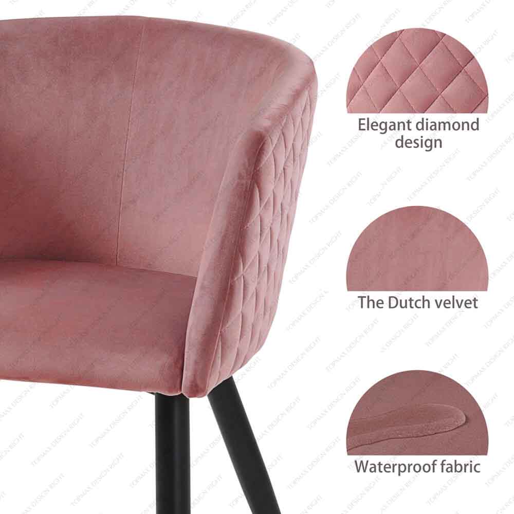 Design Right Nordic Velvet Steel Dining Chairs With Metal Legs 80135-V20