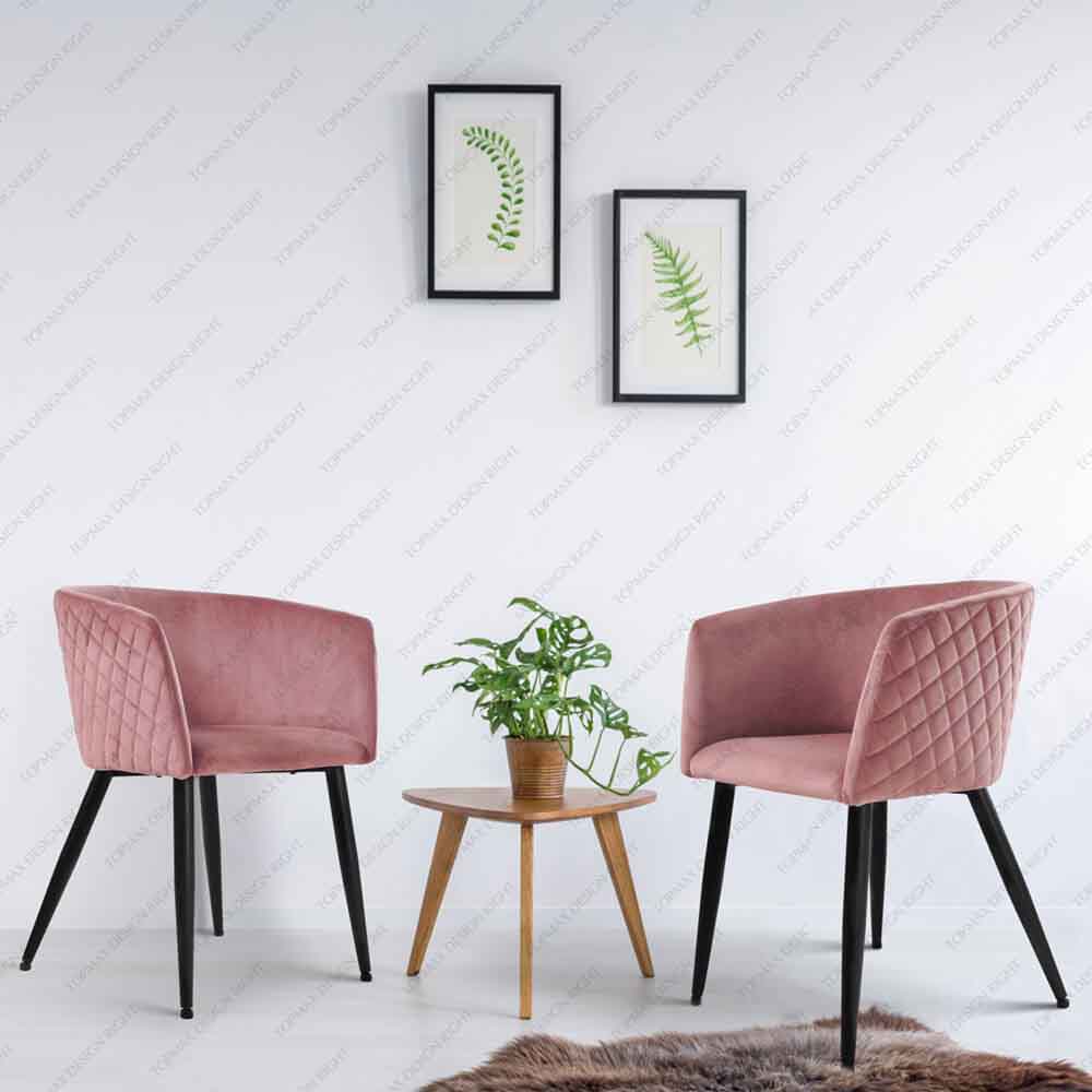 Design Right Nordic Velvet Steel Dining Chairs With Metal Legs 80135-V20