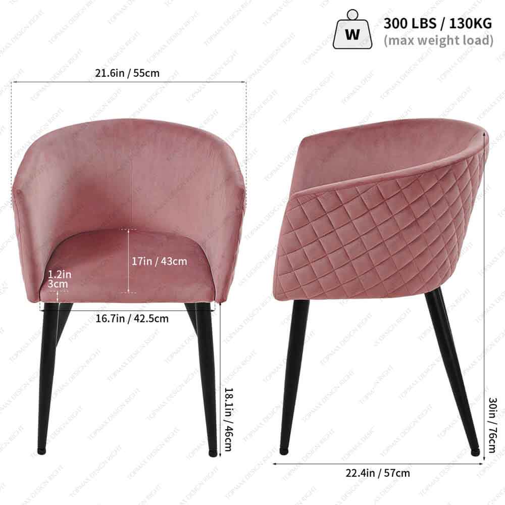 Design Right Nordic Velvet Steel Dining Chairs With Metal Legs 80135-V20