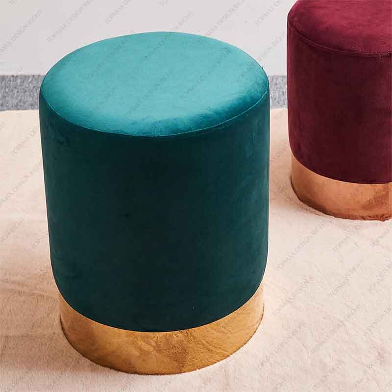 Modern Living Room Storage Bench Velvet Fabric Ottoman Stool 72121B-DIA35XH45