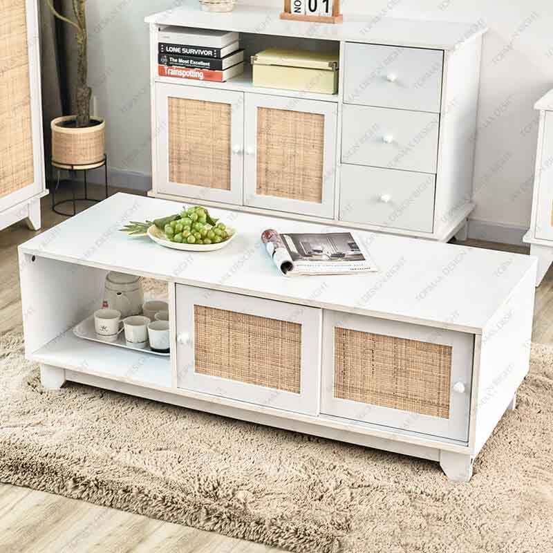 Wholesale Modern White Wood Square Coffee Table For Living Room 31517A