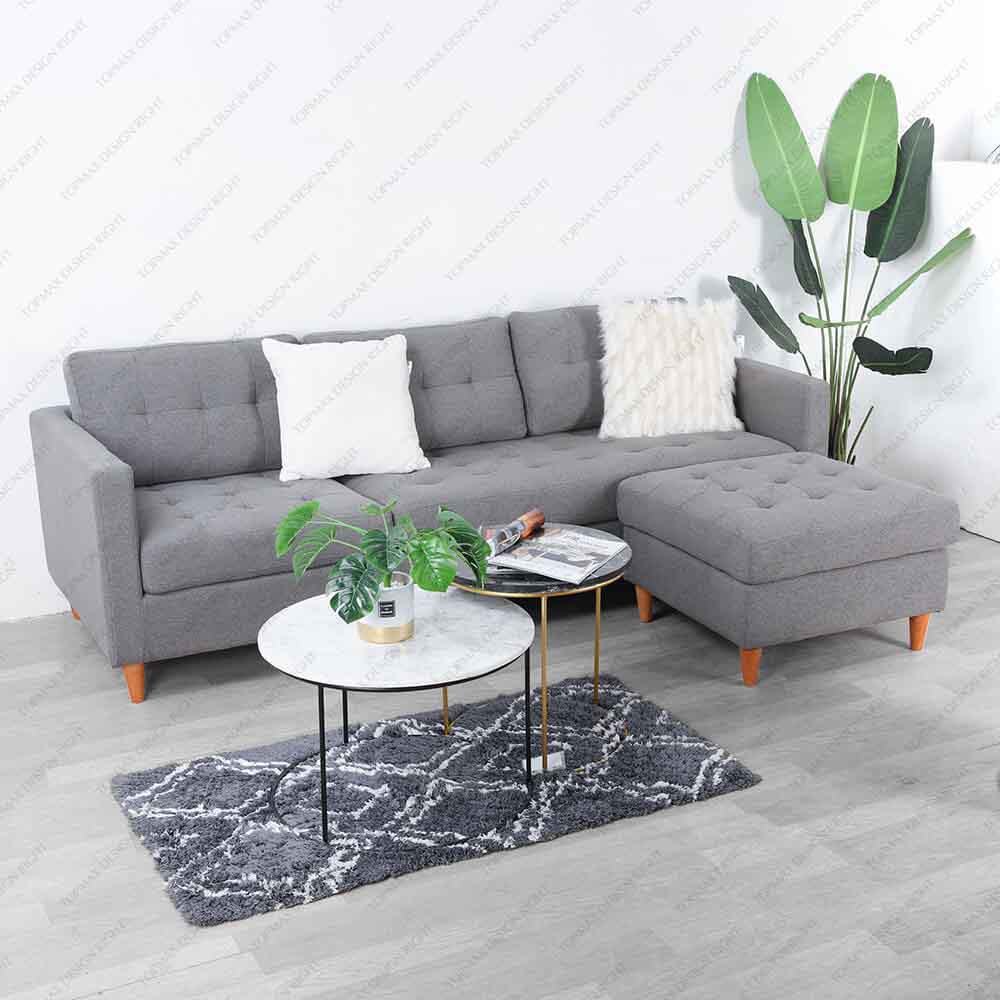 European Style Fabric L Shaped Sectional Sofa Lounge Couch 76125