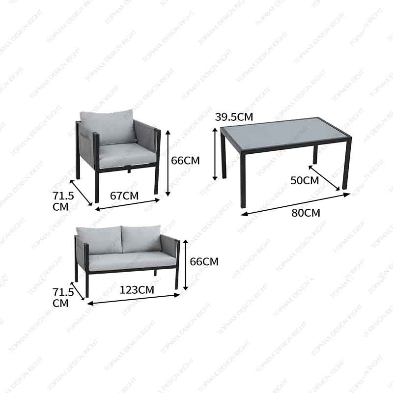 Garden Corner Sofa Set Small Outdoor Table And Chairs 4 Seater Patio 24194B-SET4