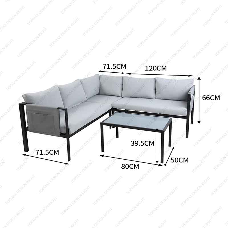 Wholesale Garden Corner Sofa Furniture Sets Steel Bistro Set 24194A-SET4