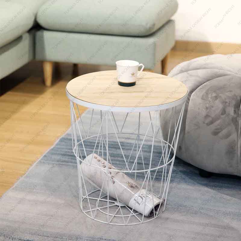 Simple Coffee Table With Drawers Round Table For Living Room 62108Pl