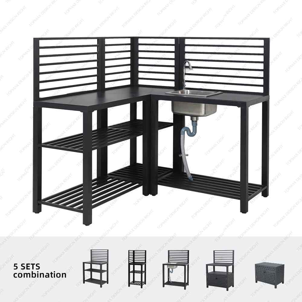 Aluminum Garden Modular Bbq Outdoor Kitchen Cabinet Set 44893D