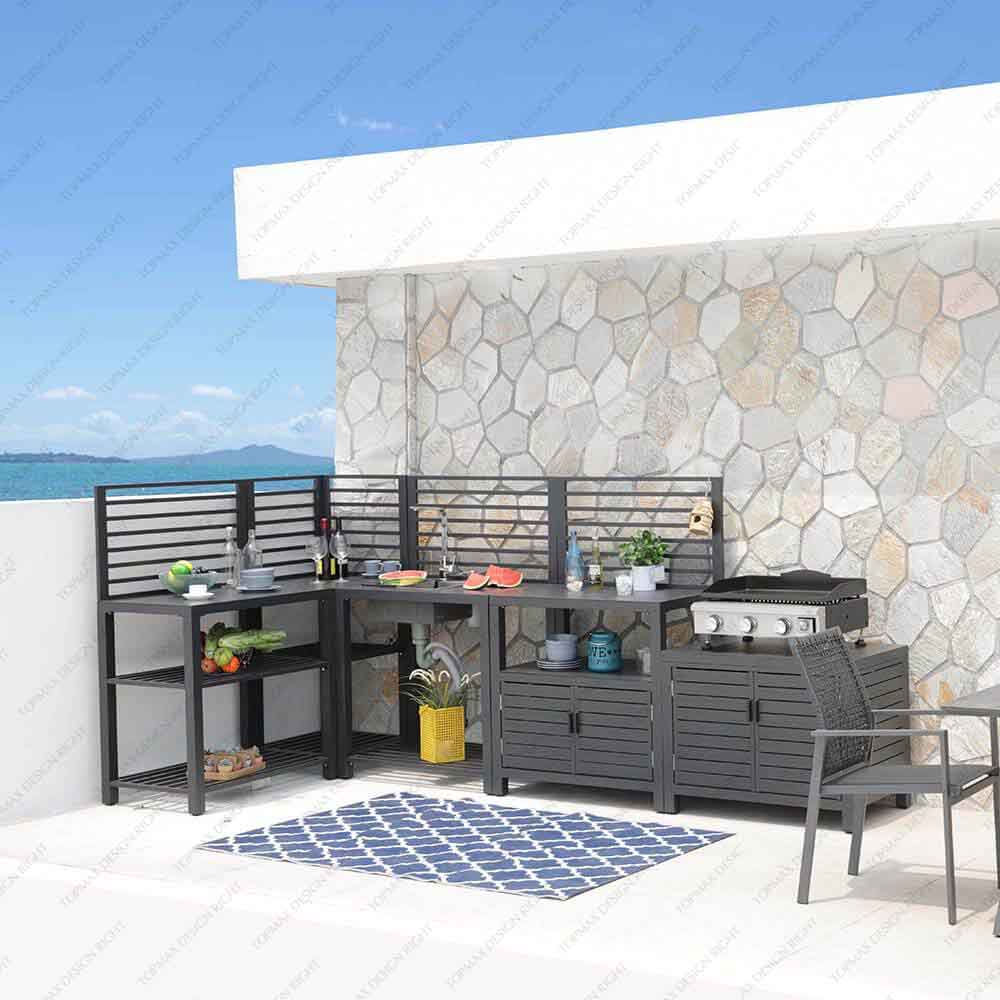 Aluminum Garden Modular Bbq Outdoor Kitchen Cabinet Set 44893D