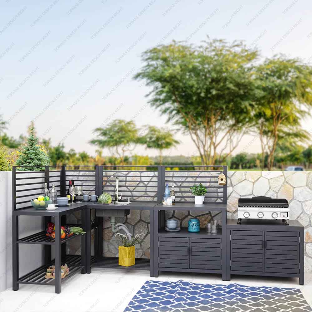 Aluminum Garden Modular Bbq Outdoor Kitchen Cabinet Set 44893D