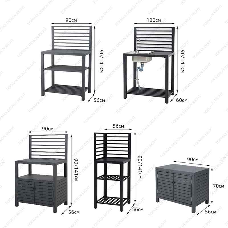 Aluminum Garden Modular Bbq Outdoor Kitchen Cabinet Set 44893D