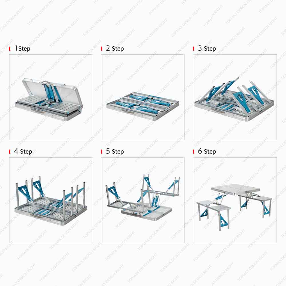 Outdoor Garden BBQ Aluminum Portable Folding Camping Picnic Table and Chairs Stools Set 20000D