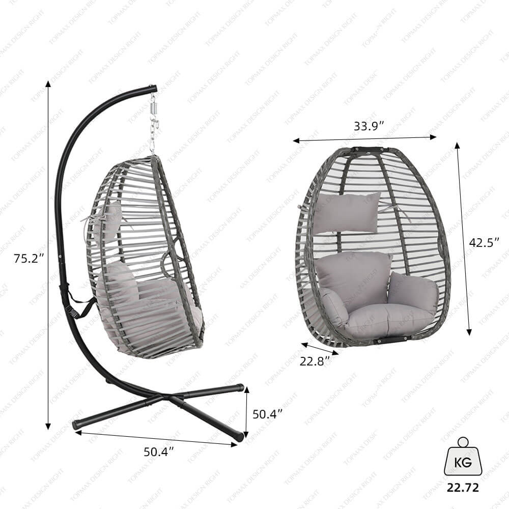 Steel PE Wicker Foldable Hanging Chair 52482F