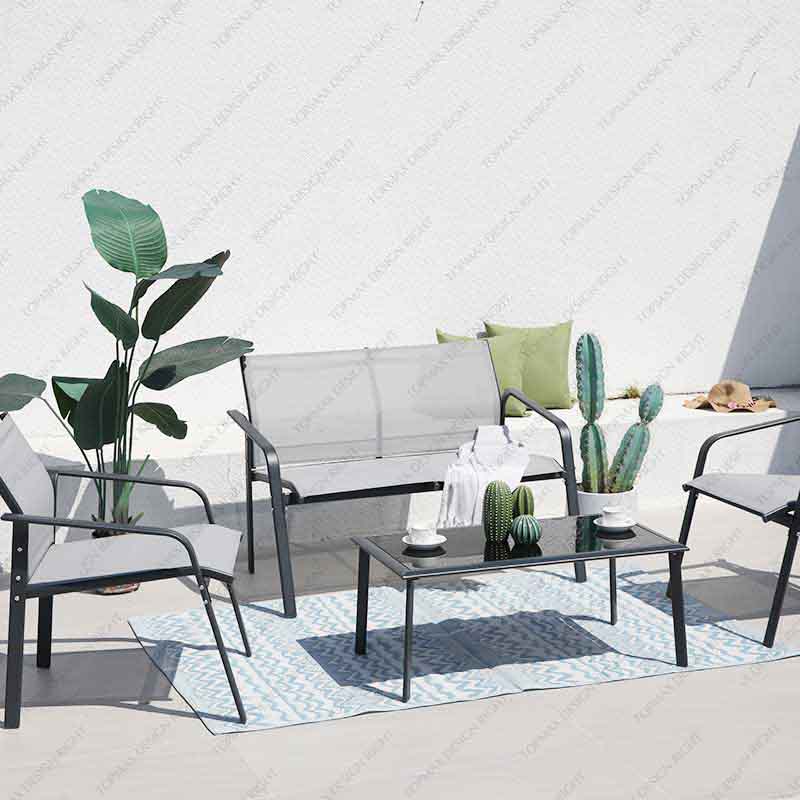 Factory Patio Sofa Chair Steel Garden Sofa Sling Outdoor 24293SET4-J-KD