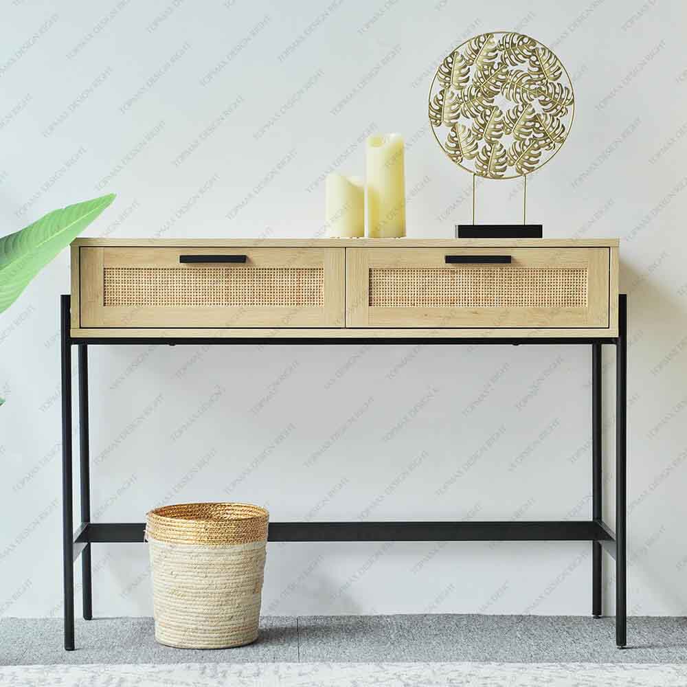 Factory Cheap Hallway Rattan Console Table With Drawers 27697