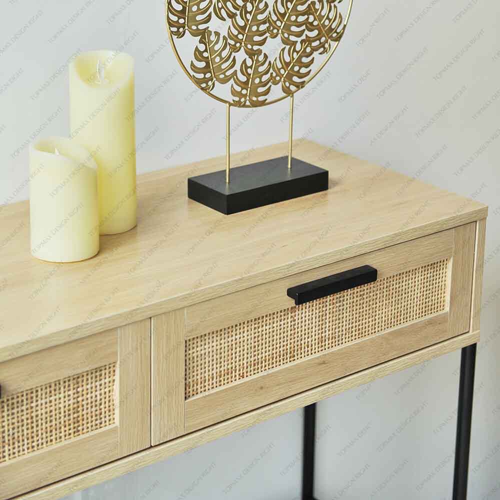 Factory Cheap Hallway Rattan Console Table With Drawers 27697