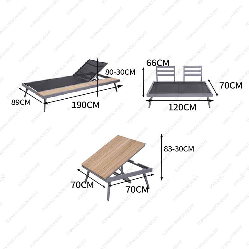 Lounger Sofa Set Factory Outdoor Chaise Lounge Sofa 40648TB-KD-SET3