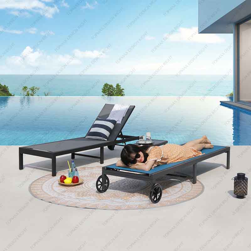 Outdoor Chaise Lounge With Wheels Sunlounger 40630T-WHEEL2-KD