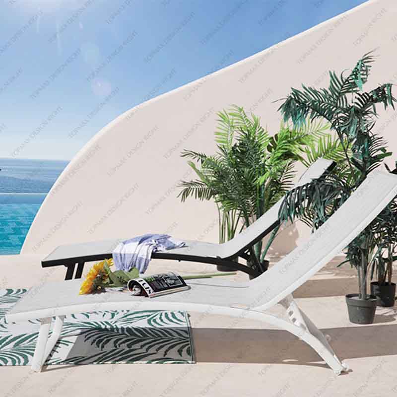 Outdoor Lounger Factory Pool Sun Lounger Chair 5-Position Adjustable 40550TLB-WHEEL