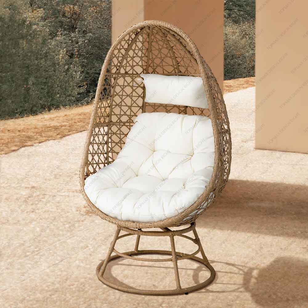 Factory Price Outdoor Rattan Egg Shape Patio Garden Chair 52118I