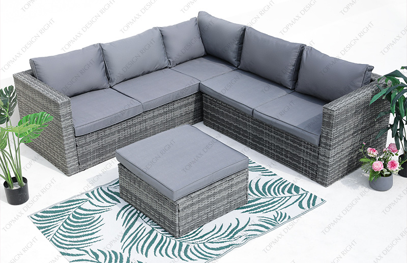 L shaped rattan sofa