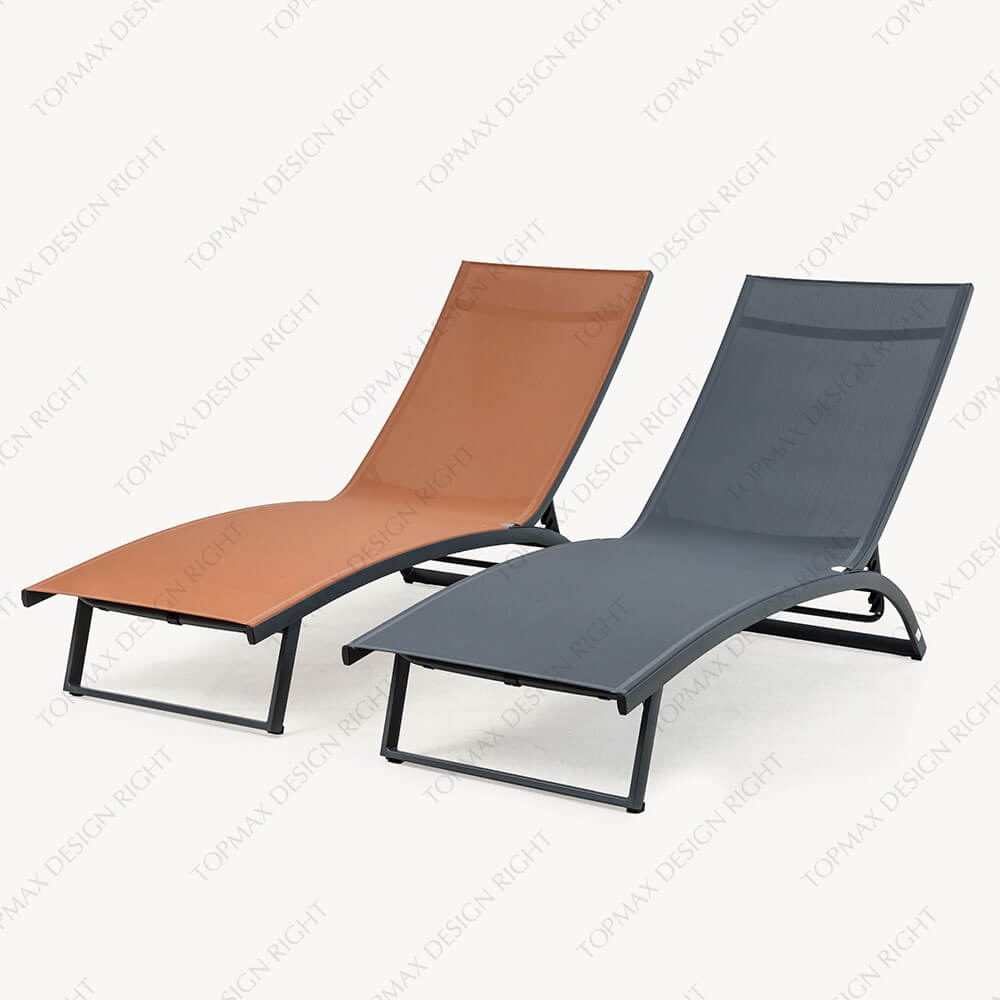 5-Position Outdoor Aluminum Grey Chaise Lounge Garden Loungers 40550TLB-WHEEL