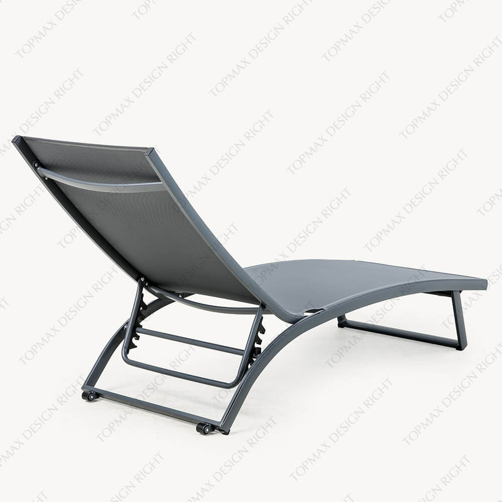 5-Position Outdoor Aluminum Grey Chaise Lounge Garden Loungers 40550TLB-WHEEL