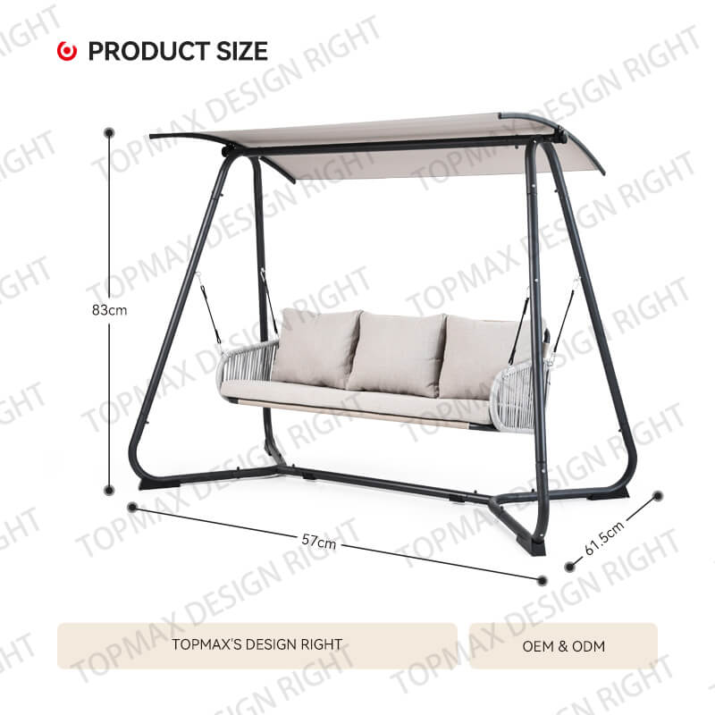 3 Seater Garden Swing Seat Outdoor Hanging Chair 20149L-E