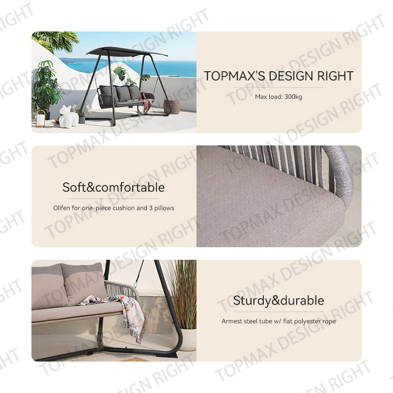 3 Seater Garden Swing Seat Outdoor Hanging Chair 20149L-E