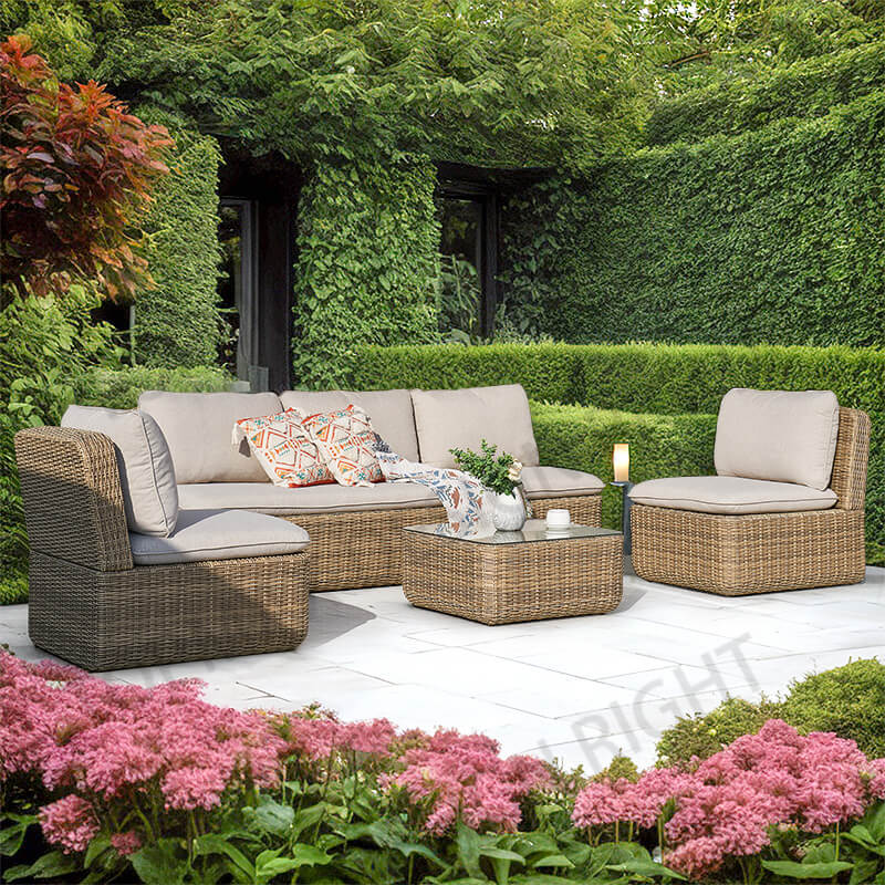 Aluminum Garden Rattan Furniture Rattan Garden Sofa Set 54007C-SET4