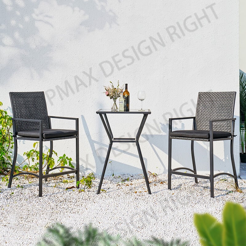 Outdoor Bar Set Rattan Bistro Set Small Patio Set 52960B-SET3