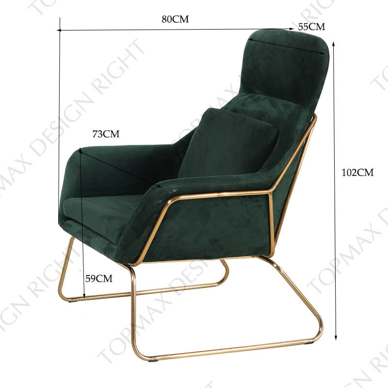 Nordic Leisure Chair Green Arm Chair For Sale 25073M-GOLD