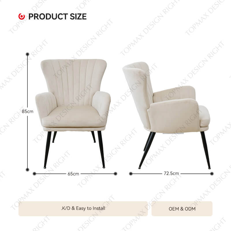 White Accent Chair Fabric Arm Chairs For Living Room 25060A-S