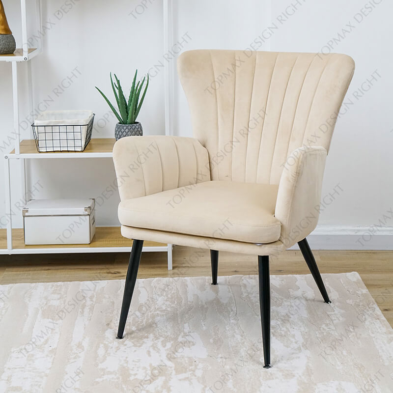 White Accent Chair Fabric Arm Chairs For Living Room 25060A-S