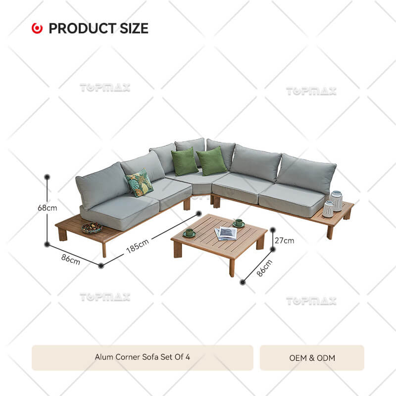 Garden Corner Sofa Aluminum Outdoor Couch Set 45712-SET4-CNR